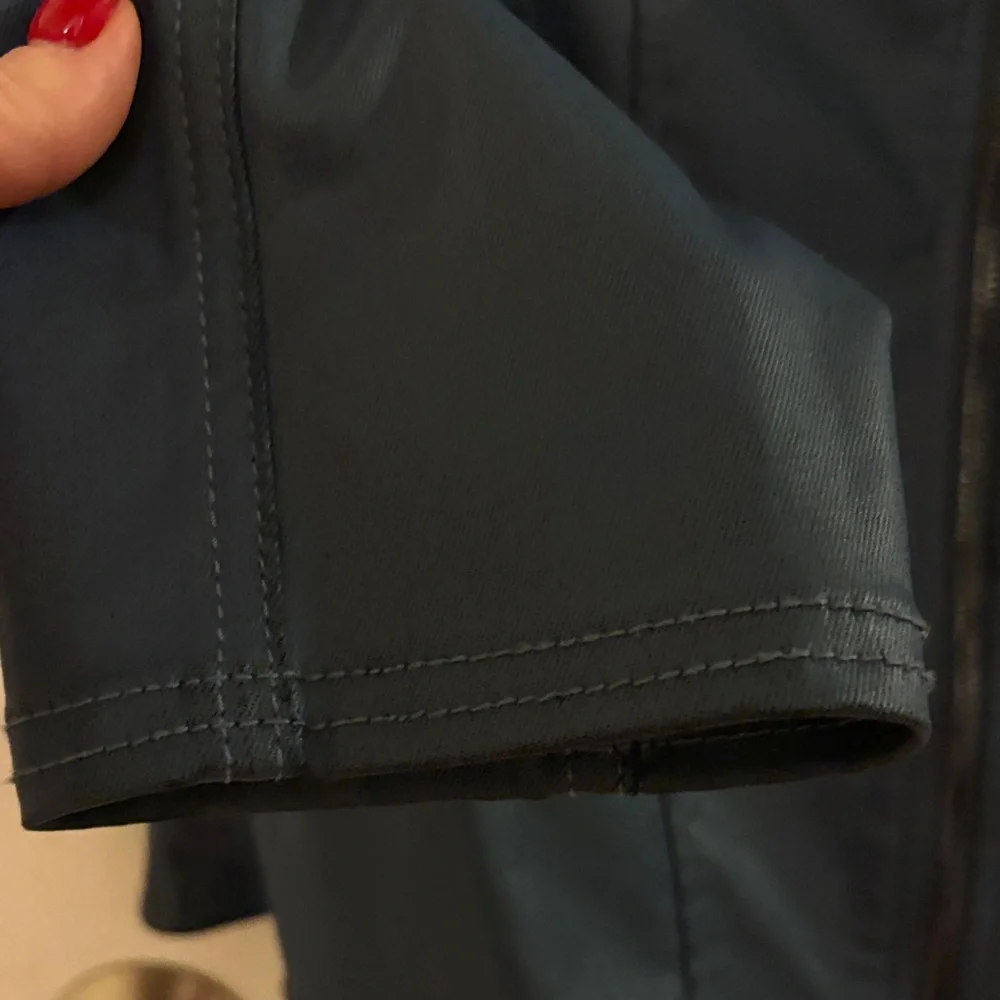 WHBM Blue Coated Denim Zippered Jacket - Picture 9 of 15